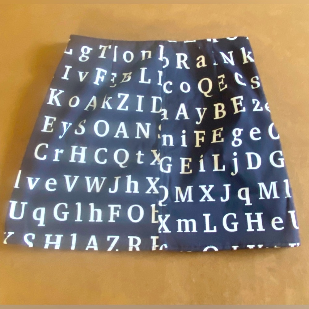NWOT Black Skirt with White Letters
